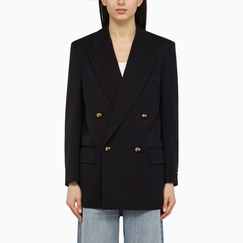 Blue double-breasted jacket in wool - Bottega Veneta - Modalova