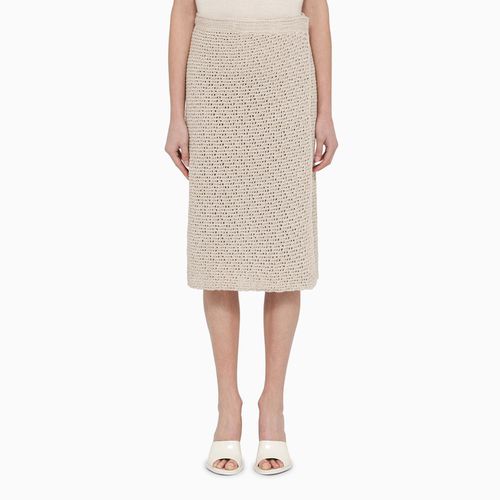 Bone-coloured cotton knit crochet skirt - Bottega Veneta - Modalova