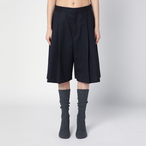 Wide /blue melange wool bermuda shorts - Bottega Veneta - Modalova