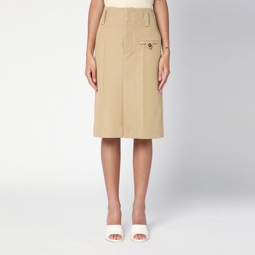 Beige cotton canvas midi skirt - Bottega Veneta - Modalova