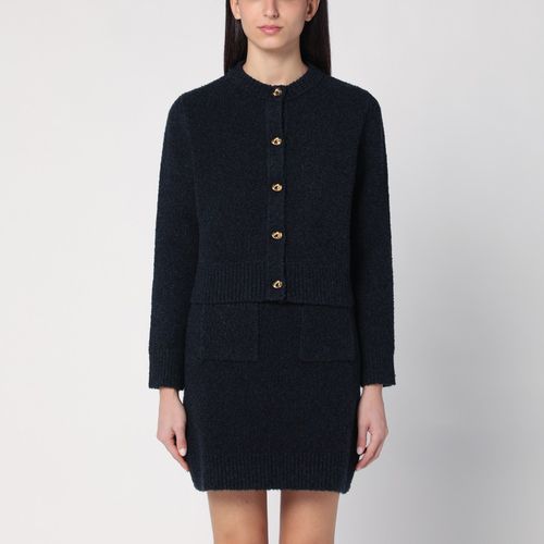 Navy bouclé wool blend cardigan - Bottega Veneta - Modalova