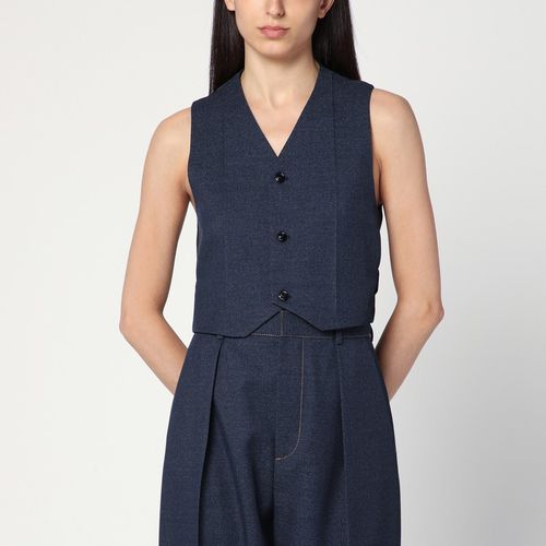 Gilet blu scuro in lana - Bottega Veneta - Modalova