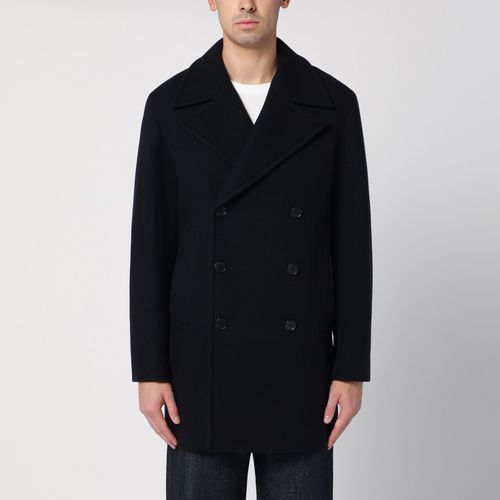 Navy blue double-breasted wool coat - Auralee - Modalova