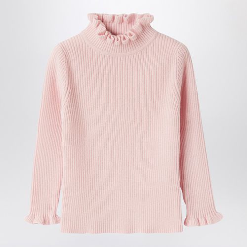 Maglione rosa in lana con volant - Il Gufo - Modalova