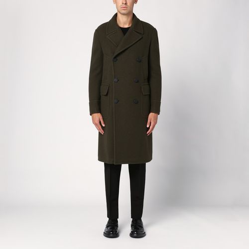 Dark wool blend double-breasted coat - Tagliatore - Modalova