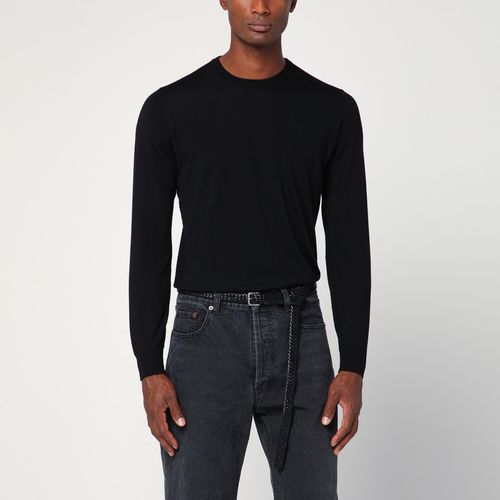 Black wool crew neck sweater - Drumohr - Modalova