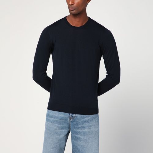 Marineblauer Wollpullover mit Rundhals - Drumohr - Modalova