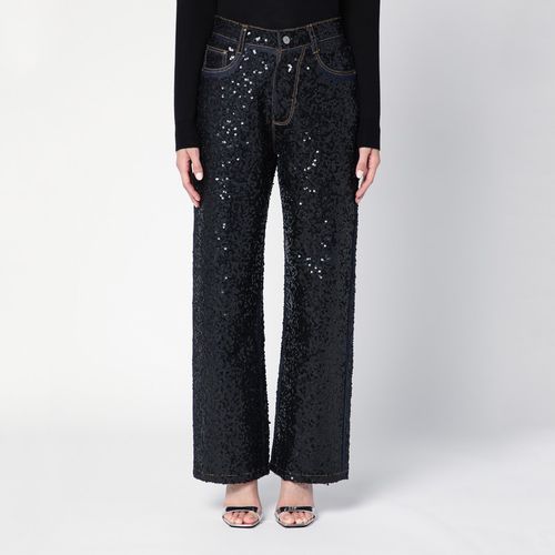 Jeans nero con micro paillettes - P.A.R.O.S.H. - Modalova