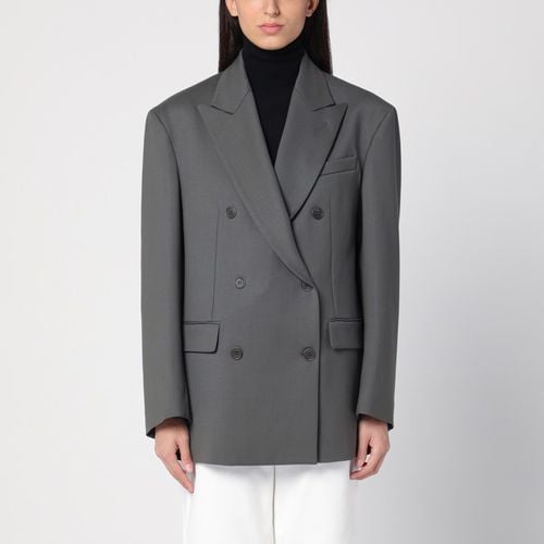 Grey wool double-breasted jacket - P.A.R.O.S.H. - Modalova