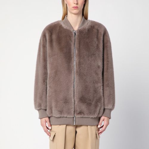 Dove-coloured faux fur bomber jacket - P.A.R.O.S.H. - Modalova