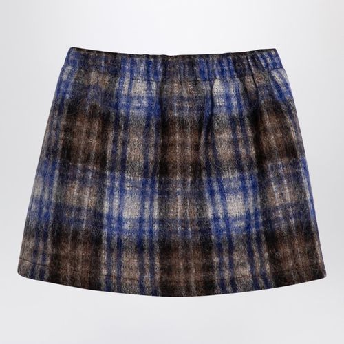 Grey/blue wool blend checked skirt - Douuod - Modalova