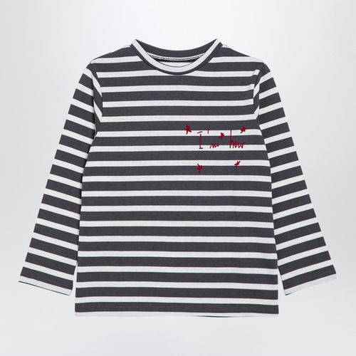 Grey/white striped cotton jersey - Douuod - Modalova