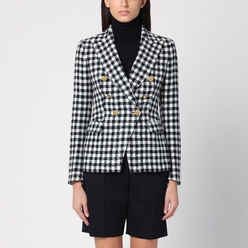 Black/white double-breasted checked jacket - Tagliatore - Modalova