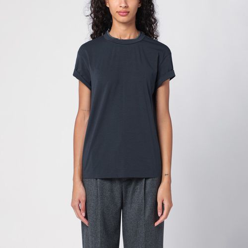 Blue cotton crew-neck T-shirt - Brunello Cucinelli - Modalova