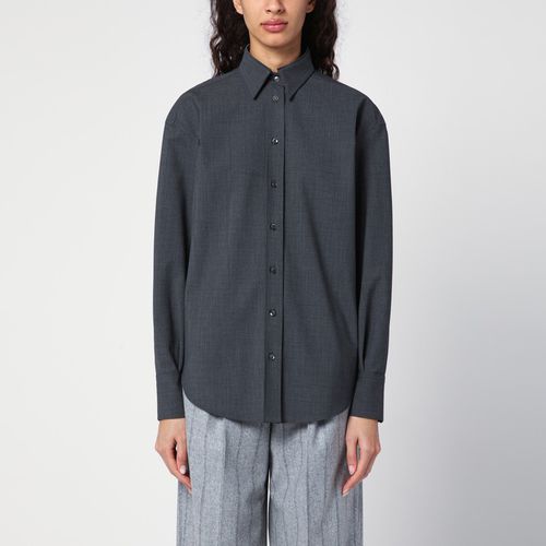 Dark shirt with Shiny Collar Detail - Brunello Cucinelli - Modalova