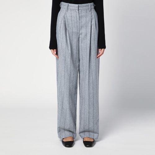 Light grey striped wide trousers - Brunello Cucinelli - Modalova