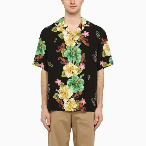 Black viscose floral print shirt - ETRO - Modalova