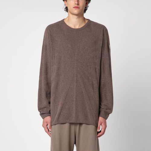 Staubfarbener Pullover mit Rundhalsausschnitt aus Wolle - Moncler + Rick Owens - Modalova