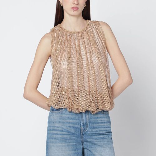 Top color cammello in rete con cristalli - Sportmax - Modalova