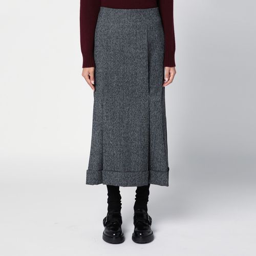 Black/white wool weave midi skirt - Prada - Modalova