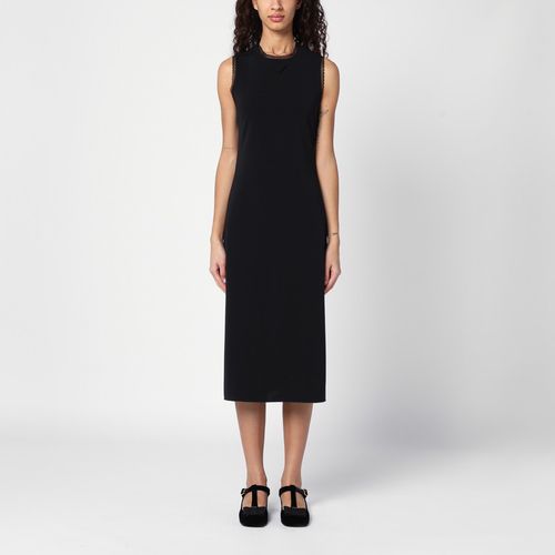 Black midi dress with lace details - Prada - Modalova