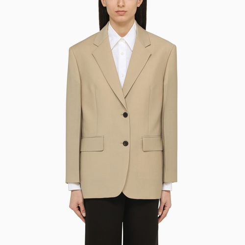 Rope-coloured single-breasted jacket in wool and mohair - Prada - Modalova