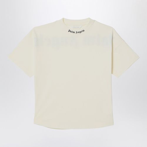 Ivory cotton T-shirt with logo - Palm Angels - Modalova