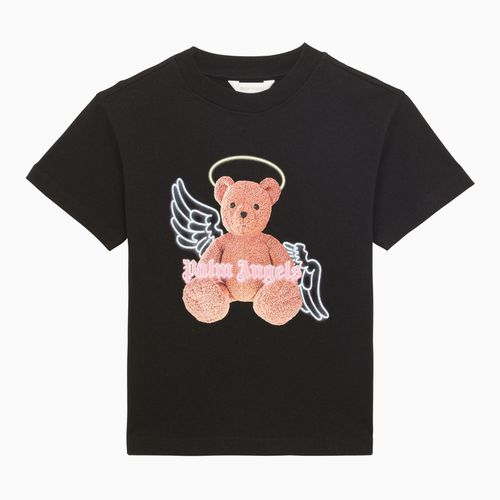 T-shirt nera in cotone con stampa - Palm Angels - Modalova