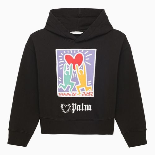 Schwarzer Hoodie aus Baumwolle mit Druck - Palm Angels - Modalova