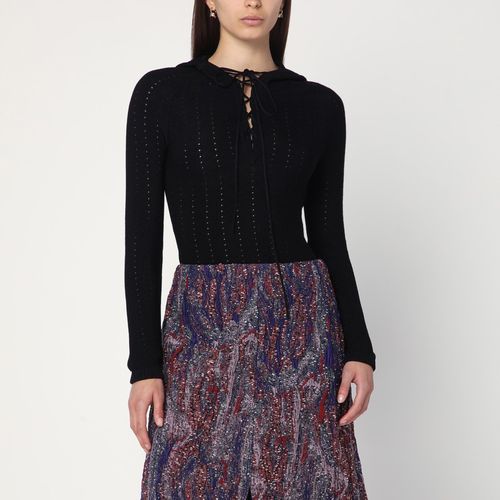 Maglia con cappuccio nera in misto seta - ETRO - Modalova