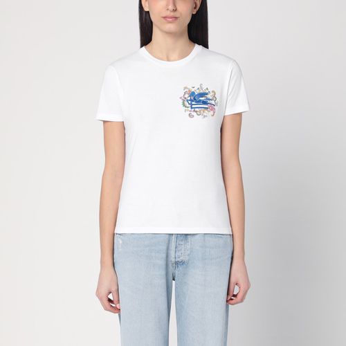 Weißes T-Shirt mit Logo-Stickerei - ETRO - Modalova