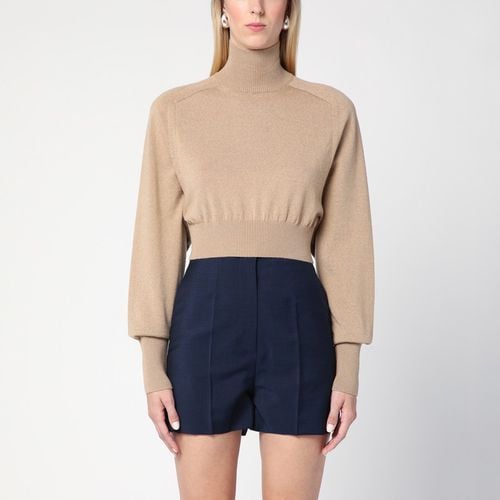 Camel-coloured cropped turtleneck sweater - Sportmax - Modalova