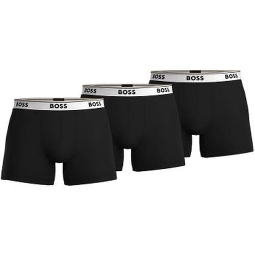 P Cotton Stretch Boxer Brief Long Schwarz/Weiß Baumwolle Medium Herren - BOSS - Modalova