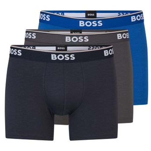 P Cotton Stretch Boxer Brief Long Blau/Grau Baumwolle Medium Herren - BOSS - Modalova