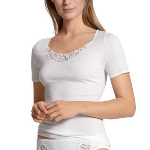 Feminin Sense Short-Sleeve Top Weiß Baumwolle Small Damen - Calida - Modalova