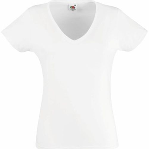 Lady Fit Valueweight V-neck T Weiß Baumwolle Small Damen - Fruit of the Loom - Modalova