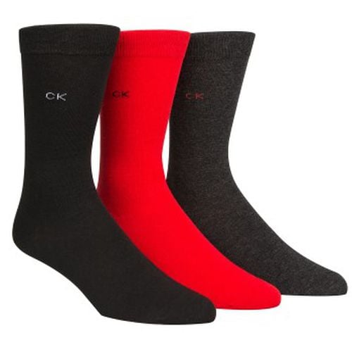 Calvin Klein 3P Maddox Flat Knit Socks Gift Box Schwarz/Rot Gr 40/46 Herren - Calvin Klein Legwear - Modalova