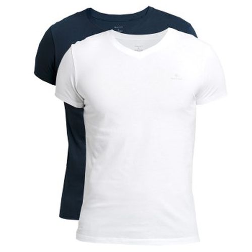 P Basic V-Neck T-Shirt Weiß/Marine Baumwolle Medium Herren - Gant - Modalova