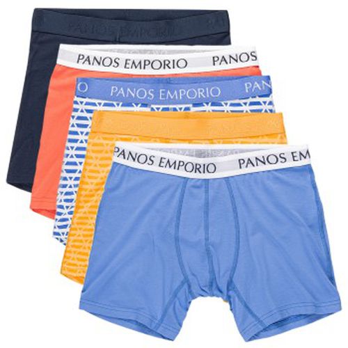 P Bamboo Cotton Boxers Blau/Orange Small Herren - Panos Emporio - Modalova