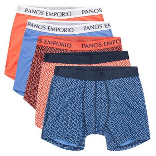 P Bamboo Cotton Boxers Oran/Dunkelbl Small Herren - Panos Emporio - Modalova