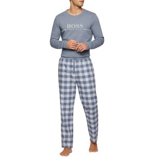 Cosy Cotton Long Pyjama Grau/Blau Baumwolle Large Herren - BOSS - Modalova