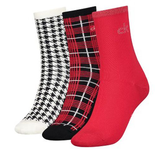 Calvin Klein 3P Demi Crew Sock Gift Box Schwarz/Rot One Size Damen - Calvin Klein Legwear - Modalova