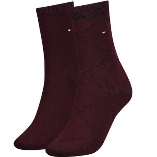 Tommy Hlfiger Women Graphic Argyle Sock 2P Weinrot Gr 39/42 Damen - Tommy Hilfiger Legwear - Modalova