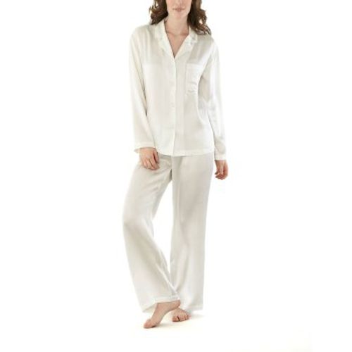 Woven Silk Plain Pyjamas Set Elfenbein Seide Small Damen - Damella - Modalova