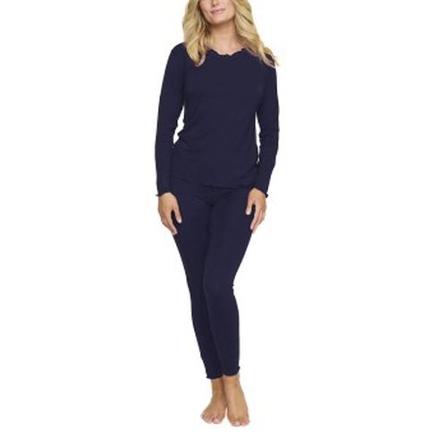 Bamboo Plain Long Pyjamas Set Marine Bambus XX-Large Damen - Damella - Modalova