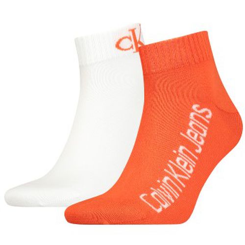 Calvin Klein 2P Quarter Logo Socks Orange/Weiß One Size Herren - Calvin Klein Legwear - Modalova