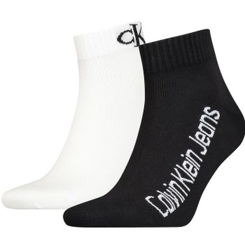 Calvin Klein 2P Quarter Logo Socks Schwarz/Weiß One Size Herren - Calvin Klein Legwear - Modalova