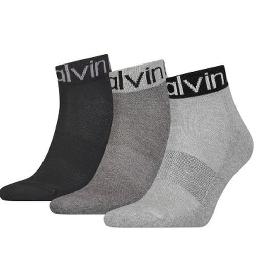 Calvin Klein 3P Quarter Logo Welt Socks Grau One Size Herren - Calvin Klein Legwear - Modalova