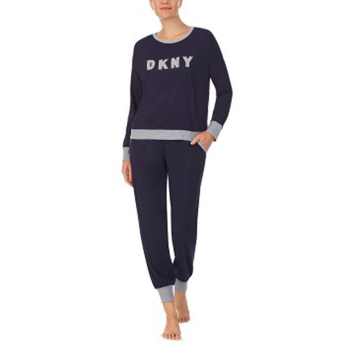 New Signature Long Sleeve Top and Jogger PJ Marine Small Damen - DKNY - Modalova