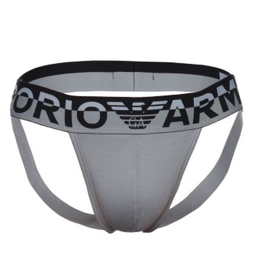 Armani Cotton Jockstrap 2P Grau Baumwolle Small Herren - Emporio Armani - Modalova